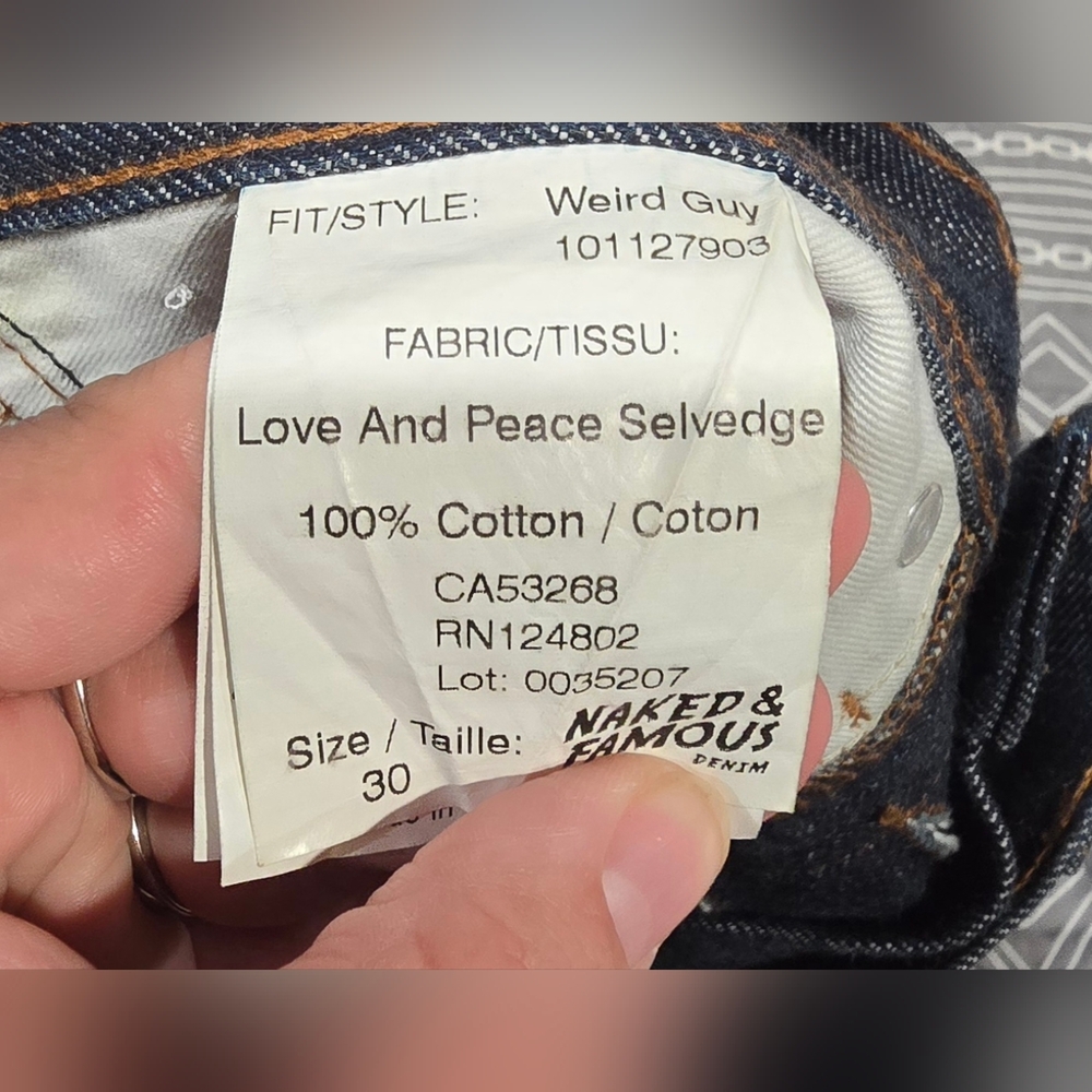 Naked & Famous Love And Peace Selvedge Straight Leg Men's Jeans Size 30 - Picture 10 of 10